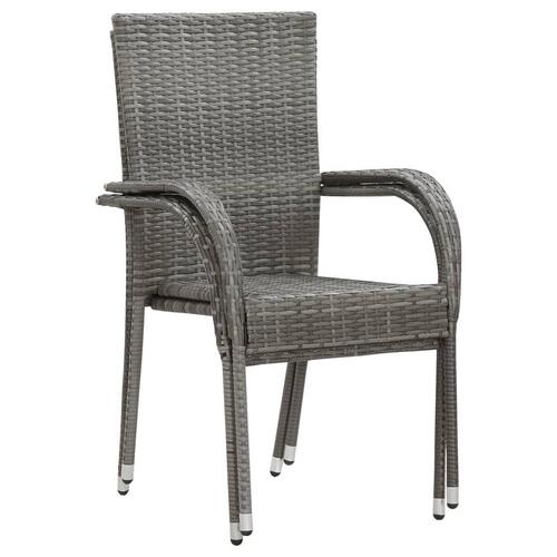 Havestole 2 stk. stabelbar polyrattan grå