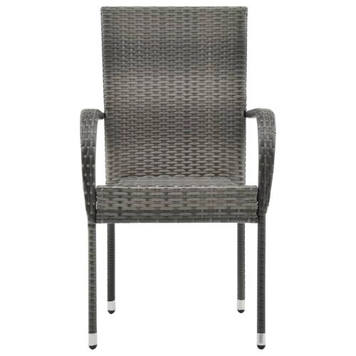 Havestole 2 stk. stabelbar polyrattan grå