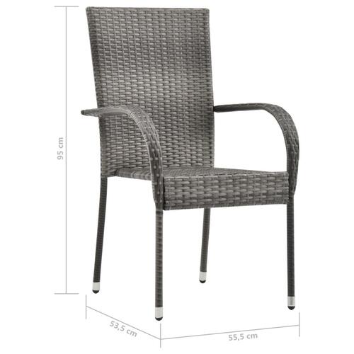 Havestole 2 stk. stabelbar polyrattan grå
