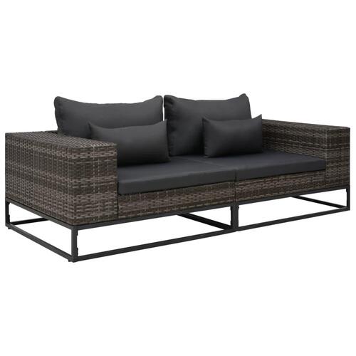 Havesofasæt 2 dele med hynder polyrattan grå