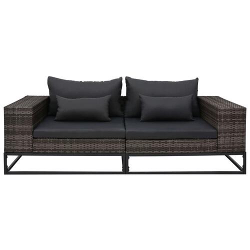 Havesofasæt 2 dele med hynder polyrattan grå