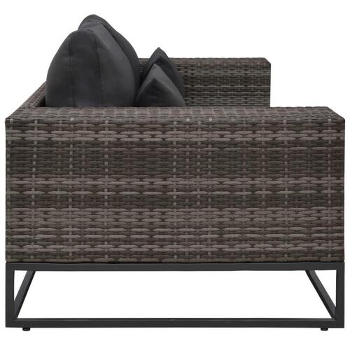 Havesofasæt 2 dele med hynder polyrattan grå