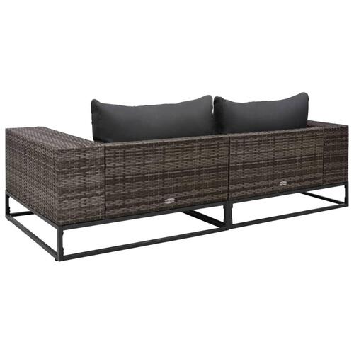 Havesofasæt 2 dele med hynder polyrattan grå