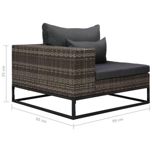 Havesofasæt 2 dele med hynder polyrattan grå