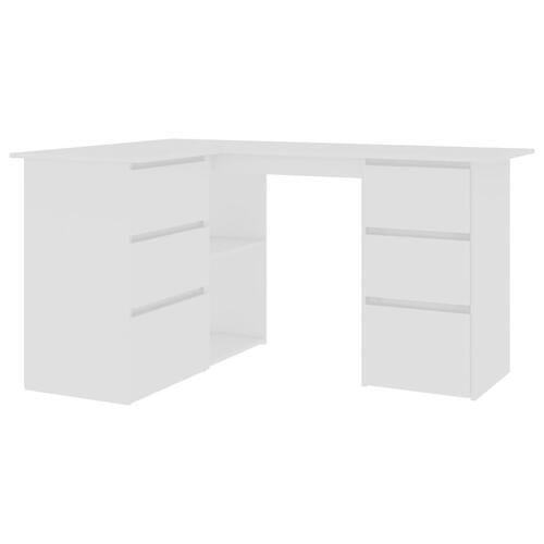 Skrivebord til hjørne 145x100x76 cm konstrueret træ hvid