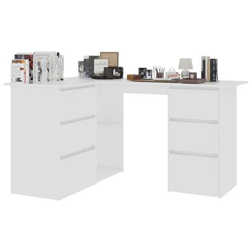 Skrivebord til hjørne 145x100x76 cm konstrueret træ hvid