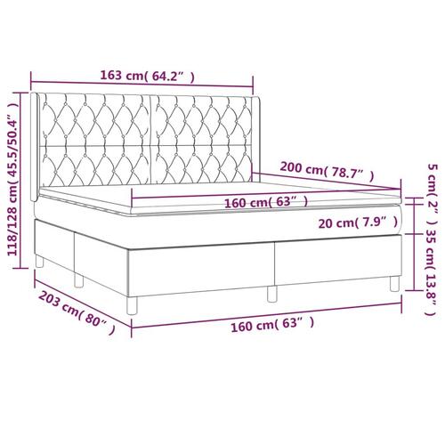 Kontinentalseng med LED-lys 160x200 cm stof sort