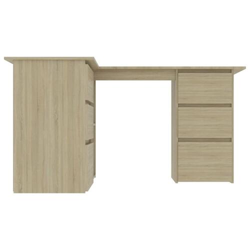 Skrivebord 145x100x76 cm konstrueret træ sonoma-eg