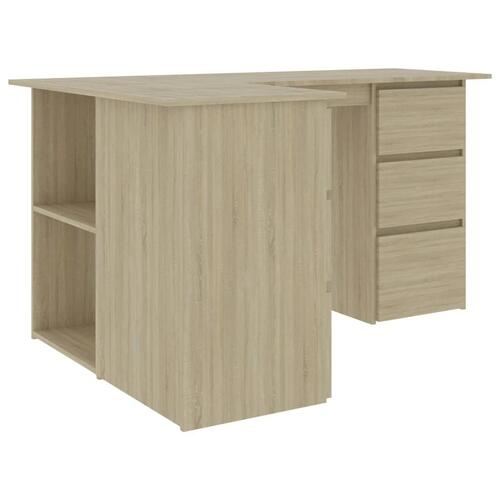 Skrivebord 145x100x76 cm konstrueret træ sonoma-eg