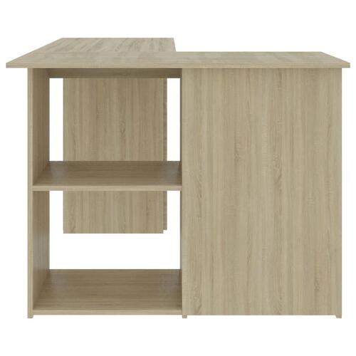 Skrivebord 145x100x76 cm konstrueret træ sonoma-eg