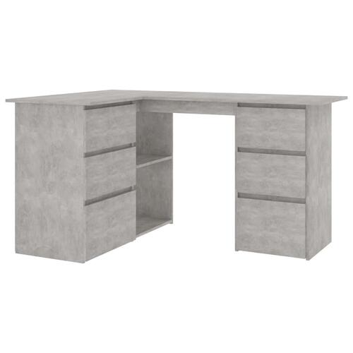 Skrivebord til hjørne 145x100x76 cm konstrueret træ betongrå