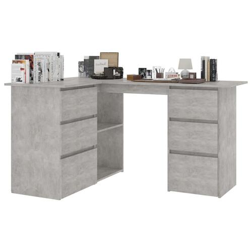Skrivebord til hjørne 145x100x76 cm konstrueret træ betongrå