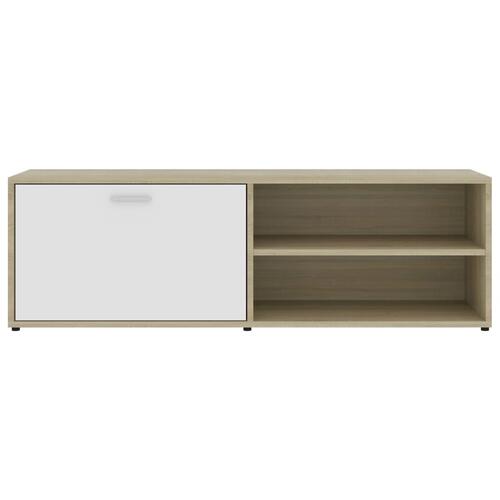 Tv-bord 120x34x37 cm konstrueret træ hvid og egetræsfarvet