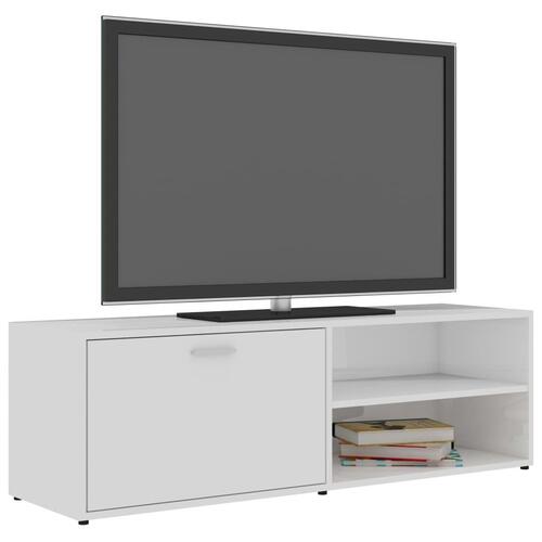 Tv-bord 120x34x37 cm konstrueret træ hvid højglans