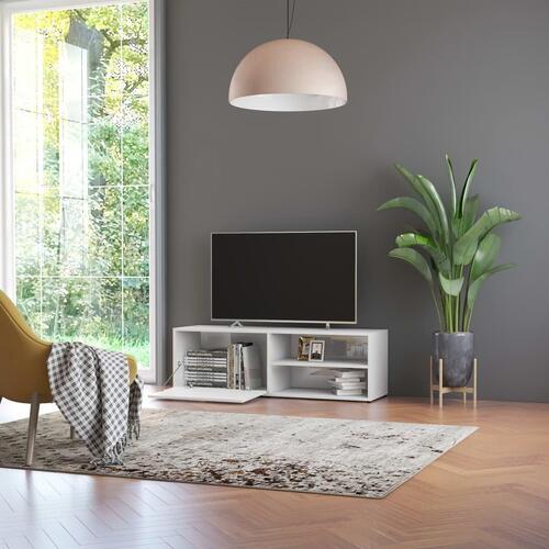 Tv-bord 120x34x37 cm konstrueret træ hvid højglans