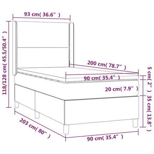 Kontinentalseng med LED-lys 90x200 cm fløjl lyserød