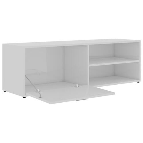 Tv-bord 120x34x37 cm konstrueret træ hvid højglans