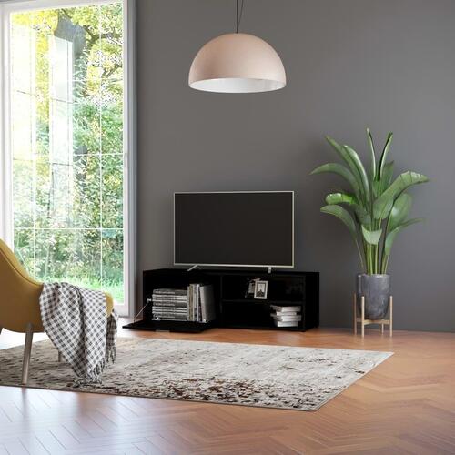 Tv-bord 120x34x37 cm konstrueret træ sort højglans