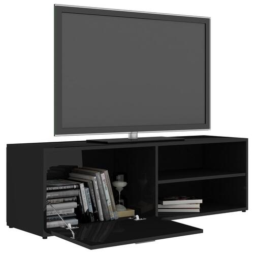 Tv-bord 120x34x37 cm konstrueret træ sort højglans