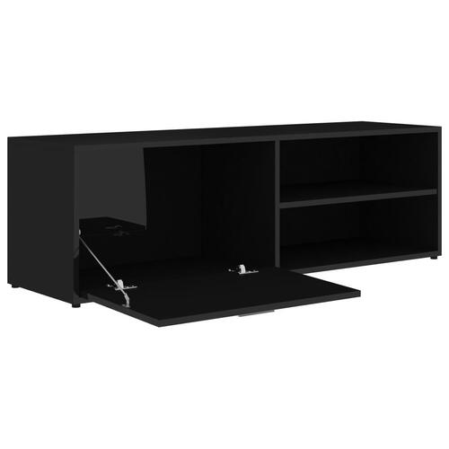 Tv-bord 120x34x37 cm konstrueret træ sort højglans
