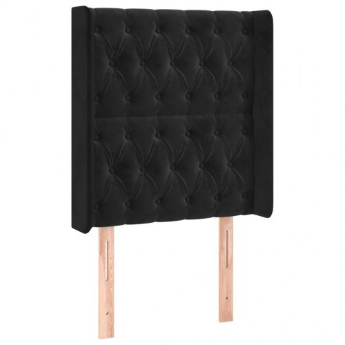 Kontinentalseng i velour med LED-lys 80×200 cm - sort