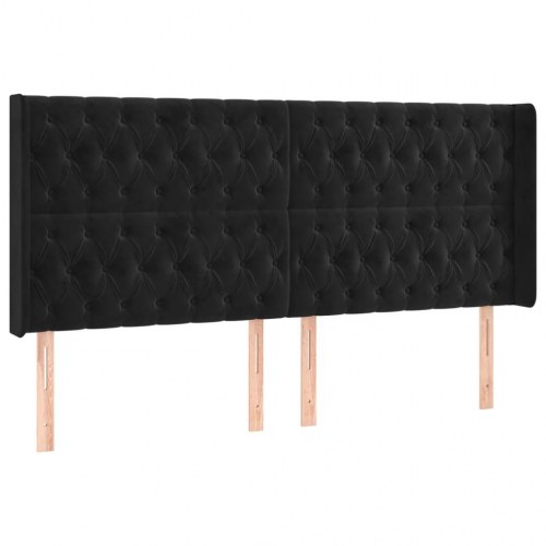 Kontinentalseng i fløjl med LED-lys 200 x 200 cm - sort