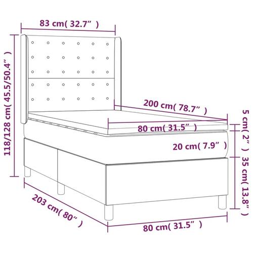 Kontinentalseng med LED-lys 80x200 cm velour lysegrå