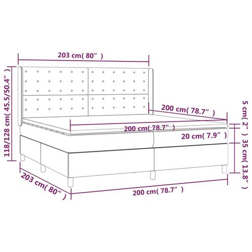 Kontinentalseng med LED-lys 200x200 cm fløjl mørkegrå