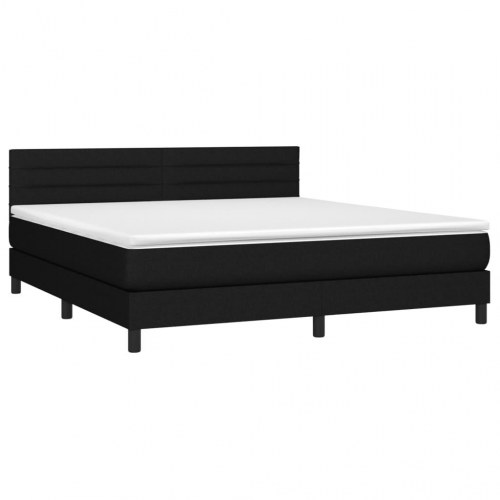 Kontinentalseng med pocketfjedremadras 160×200 cm - stof, sort