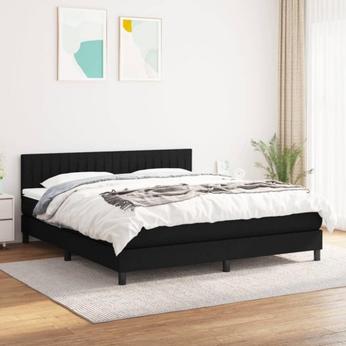 Kontinentalseng med madras 160×200 cm - stof, sort