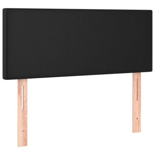 Kontinentalseng 80x200 cm i sort kunstlæder med madras og topmadras