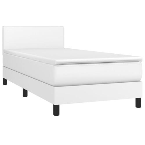Kontinentalseng med madras 90x200 cm kunstlæder hvid