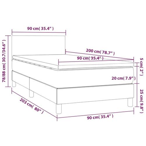 Kontinentalseng 90x200 cm kunstlæder cappuccinofarvet