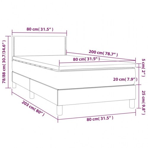 Kontinentalseng 80x200 cm i sort kunstlæder med madras og topmadras
