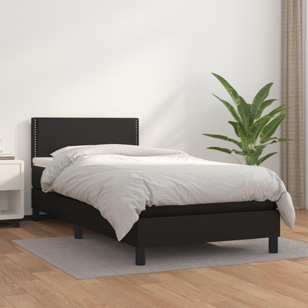 Kontinentalseng med madras 90x200 cm kunstlæder sort