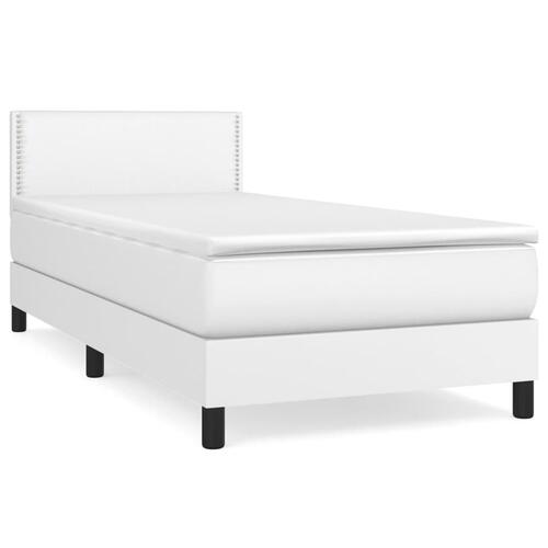 Kontinentalseng med madras 90x200 cm kunstlæder hvid