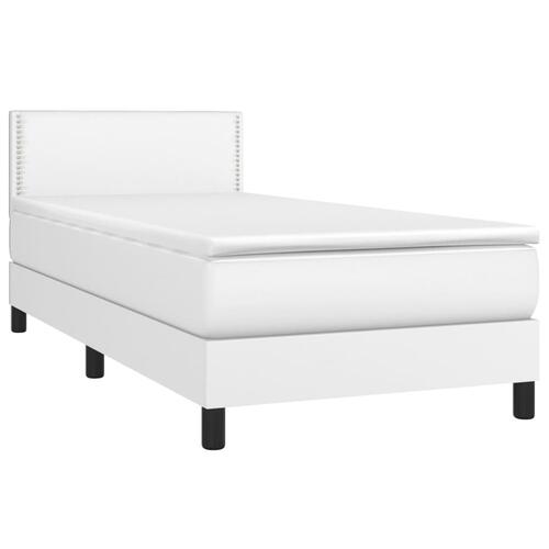 Kontinentalseng med madras 90x200 cm kunstlæder hvid