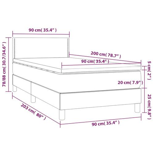 Kontinentalseng med madras 90x200 cm kunstlæder hvid