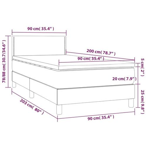Kontinentalseng med madras 90x200 cm kunstlæder grå