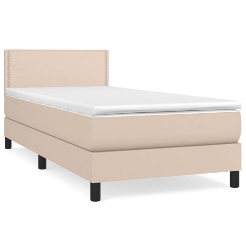 Kontinentalseng 90x200 cm kunstlæder cappuccinofarvet