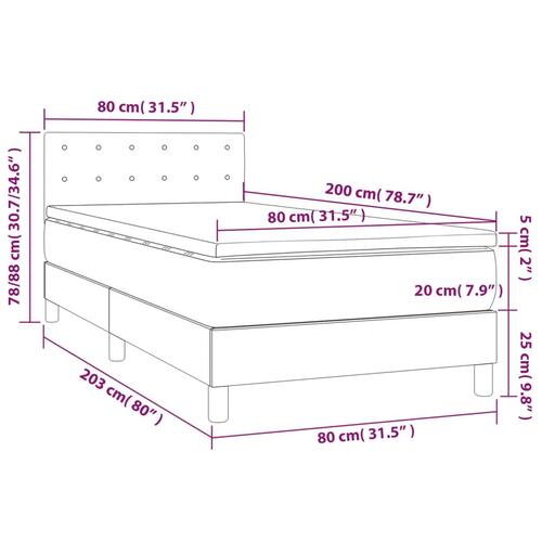 Kontinentalseng med madras 80x200 cm kunstlæder grå