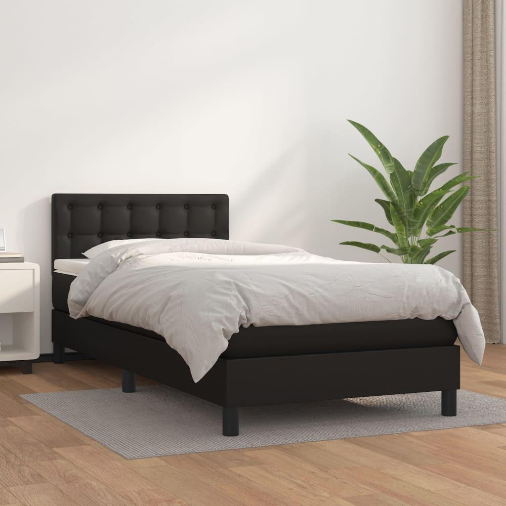 Kontinentalseng med madras 90x200 cm kunstlæder sort