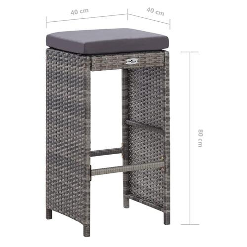 Havebarsæt 7 dele med hynder polyrattan grå