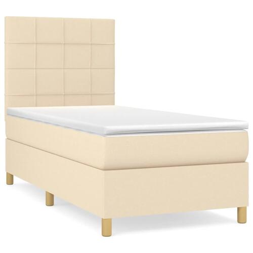 Kontinentalseng med madras 90x200 cm stof cremefarvet