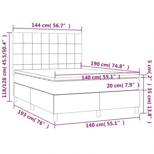 Kontinentalseng med madras 140×190 cm - stof, lysegrå