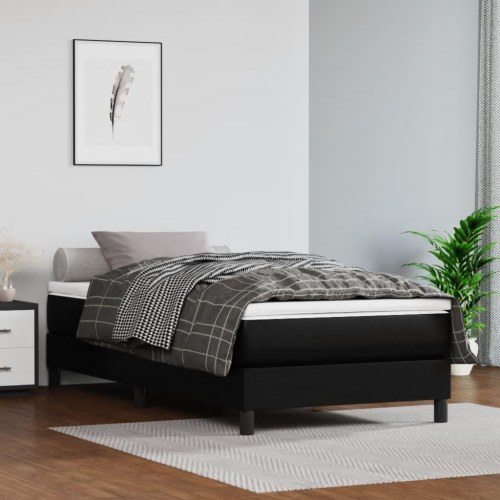 Kontinentalseng med madras 80×200 cm i sort kunstlæder