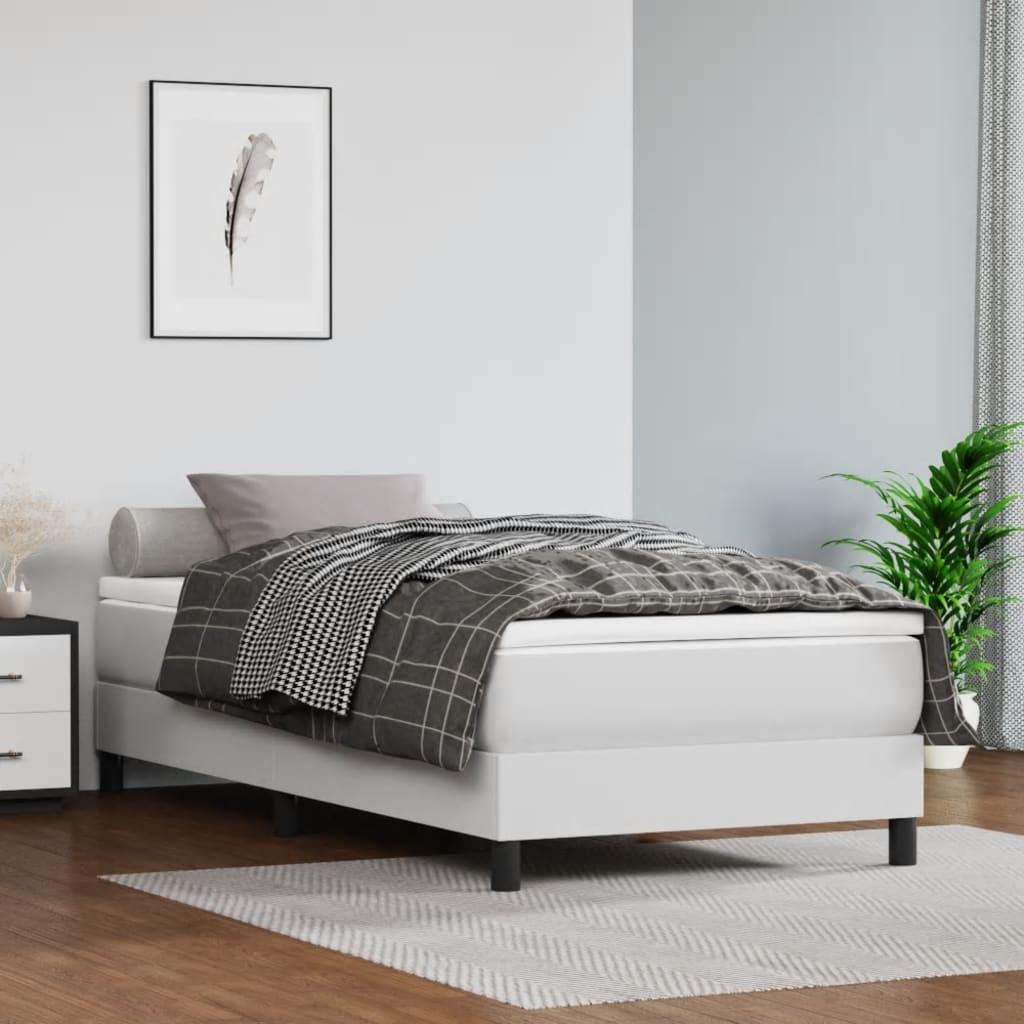 Kontinentalseng med madras 90x200 cm kunstlæder hvid