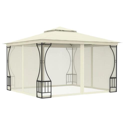 Pavillon med net 300x300x265 cm cremefarvet