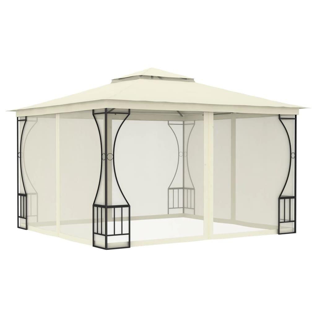 Pavillon med net 300x300x265 cm cremefarvet
