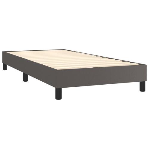 Kontinentalseng med madras 90x200 cm kunstlæder grå